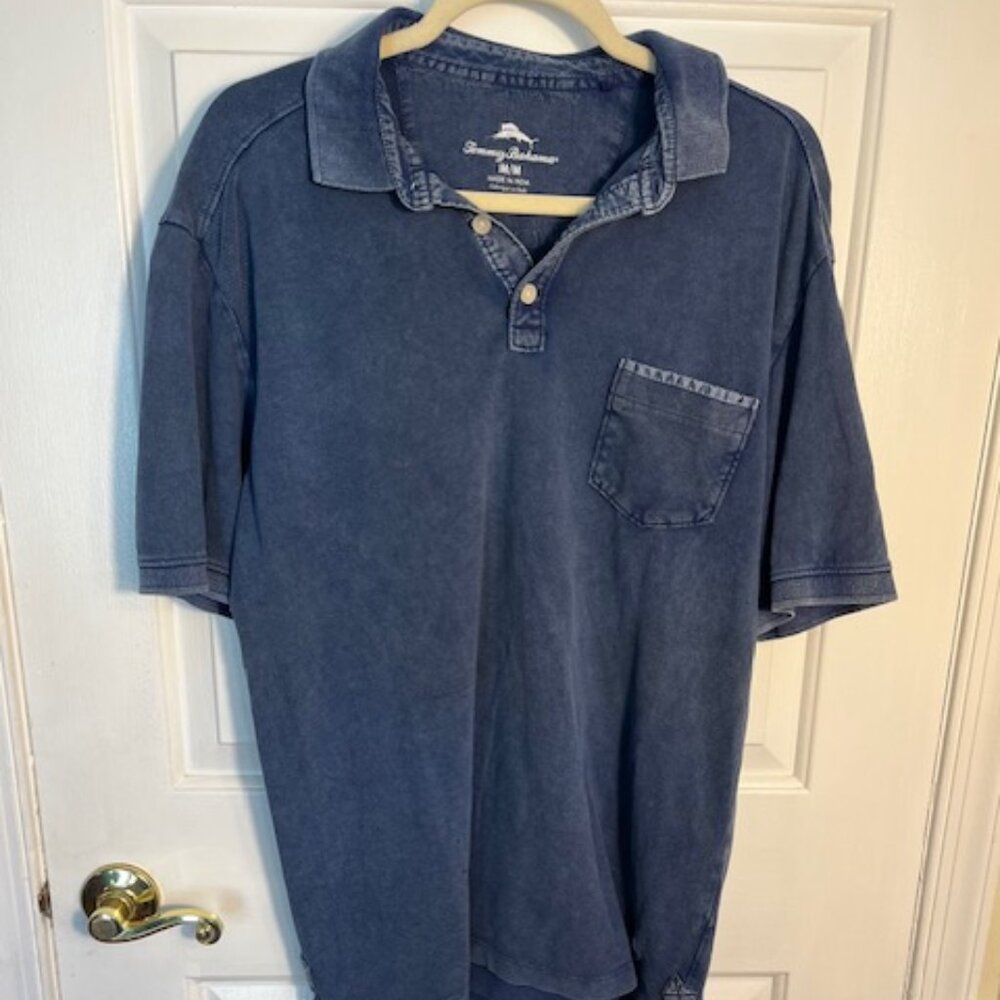 Tommy Bahama Throne Navy Blue Sunny Isles Short Sleeve Polo Shirt Size Medium